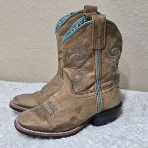 Dan Post Kids Tan and Blue Western Boots